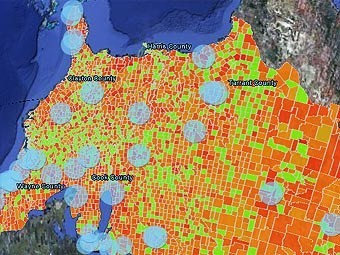 Спільно з Департаментом енергетики США та Американським космічним агентством (NASA) сервіс Google Earth розробив проект по створенню інтерактивних карт, що відображають   рівень викидів вуглекислого газу