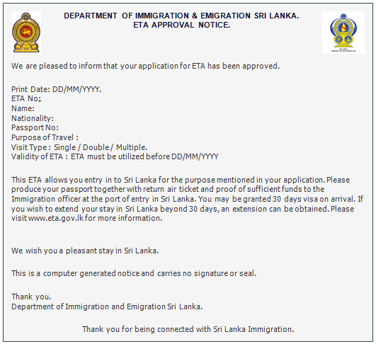 З усіх питань, що виникають з заповненням Електронного Туристичного Дозволи звертатися в Департамент Імміграції та еміграції Шрі-Ланки