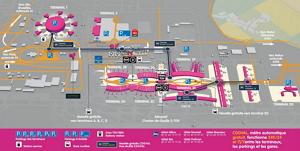 Міжнародний аеропорт Шарль-де-Голль (Сharles de Gaulle Airport) -   скачати схему   Код IATA: CDG   Розташування: 25 км від Парижа   Офіційний сайт:   Довідка: +33 1 70 36 39 50   Послугу оренди автомобіля в аеропорту Шарль-де-Голль надають такі прокатні компанії, як Avis, Budget, Europcar, Firefly, Hertz, Sixt, Alamo, National та інші